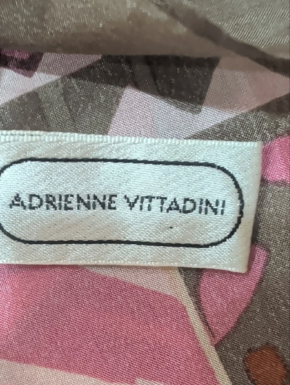 Adrienne Vittadini Pink Geometric Scarf 100% Silk